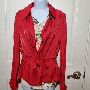 Linear Red Sheen Lightweight Jacket Shirt